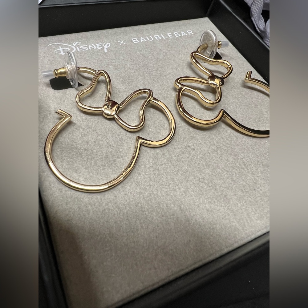 Baublebar X Disney Minnie Mouse with Bow Hoop Goldtone Earrings
